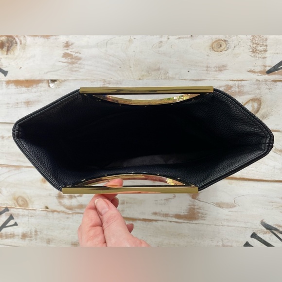 White House Black Market Faux Leather Floral Embroidered Clutch Handbag wristlet - Picture 7 of 12